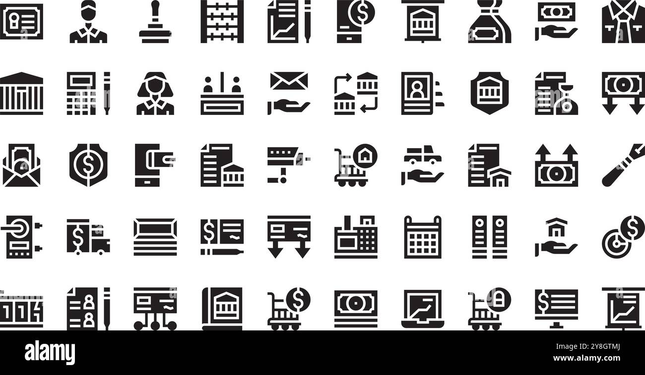 Icônes bancaires Collection d'icônes vectorielles de haute qualité avec contour modifiable. Idéal pour les projets professionnels et créatifs. Illustration de Vecteur