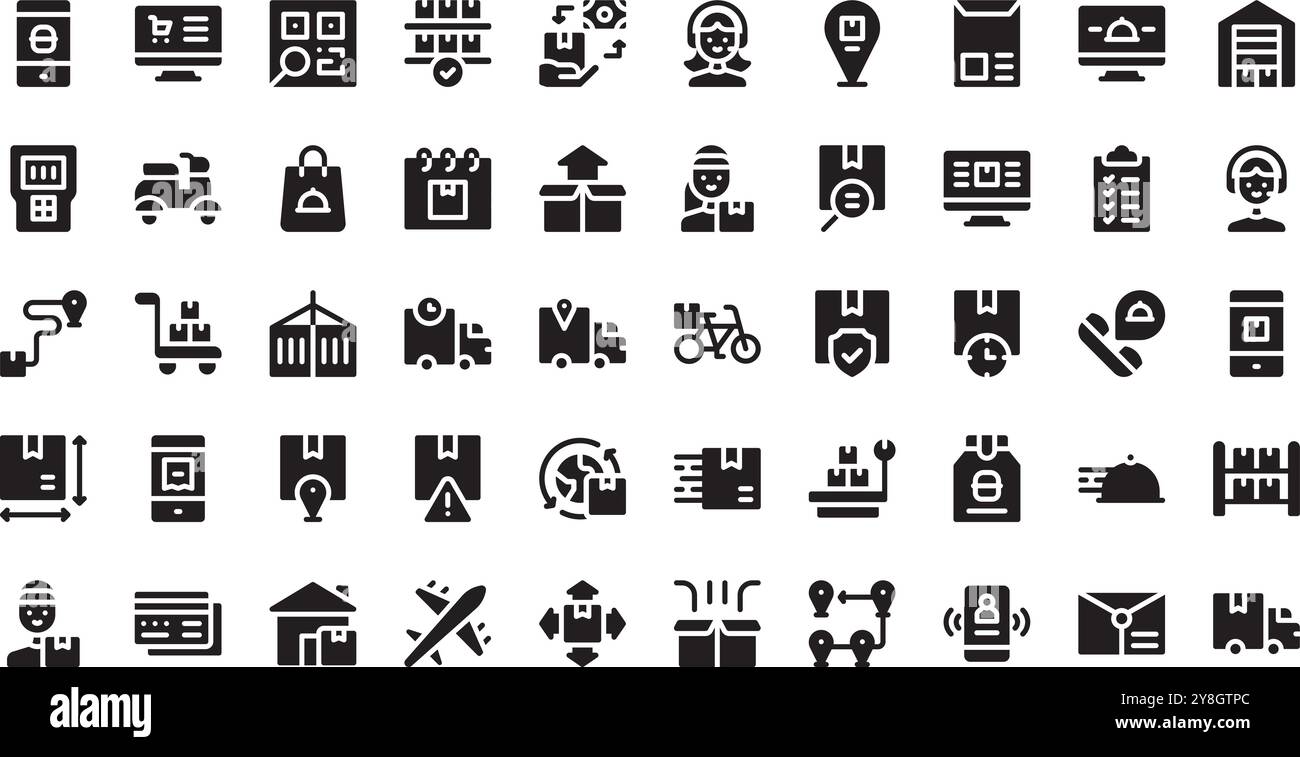 Icônes de livraison Collection d'icônes vectorielles de haute qualité avec contour modifiable. Idéal pour les projets professionnels et créatifs. Illustration de Vecteur