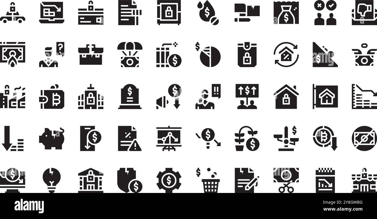 Icônes de faillite Collection d'icônes vectorielles de haute qualité avec Stroke modifiable. Idéal pour les projets professionnels et créatifs. Illustration de Vecteur