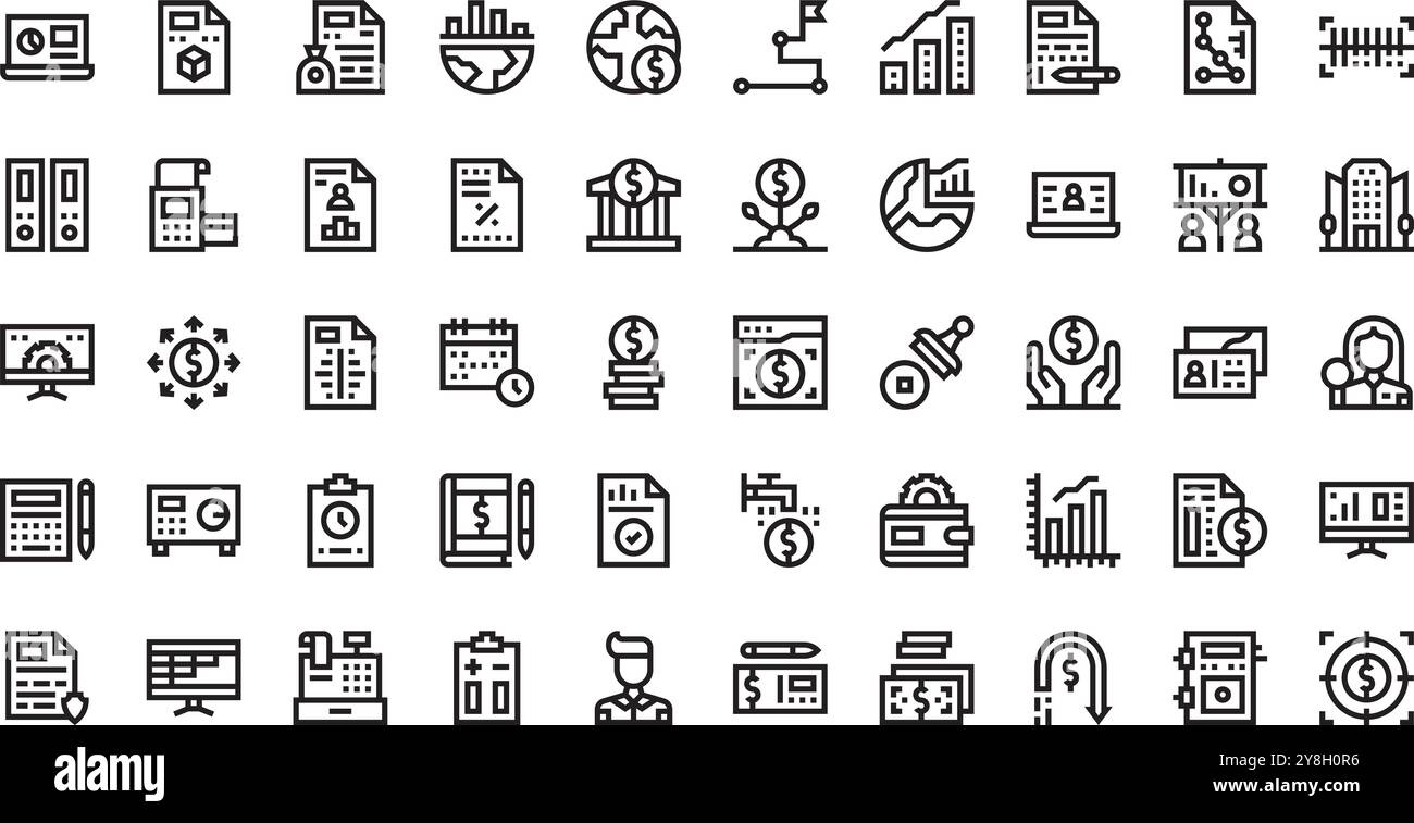 Icônes de comptabilité Collection d'icônes vectorielles de haute qualité avec contour modifiable. Idéal pour les projets professionnels et créatifs. Illustration de Vecteur