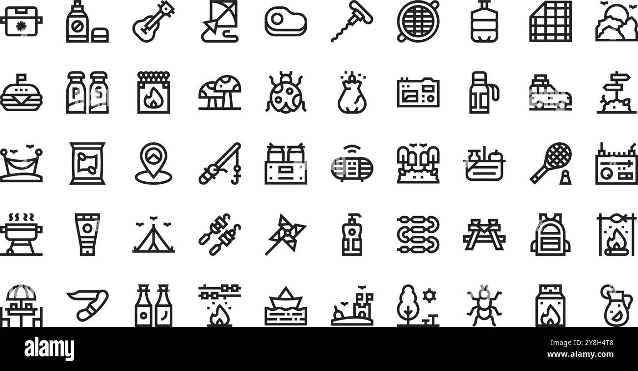 Icônes de pique-nique Collection d'icônes vectorielles de haute qualité avec Stroke modifiable. Idéal pour les projets professionnels et créatifs. Illustration de Vecteur