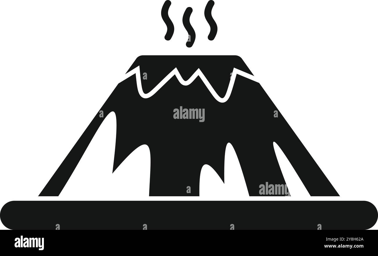 Volcan en éruption avec de la lave chaude coulant le long de ses côtés Illustration de Vecteur