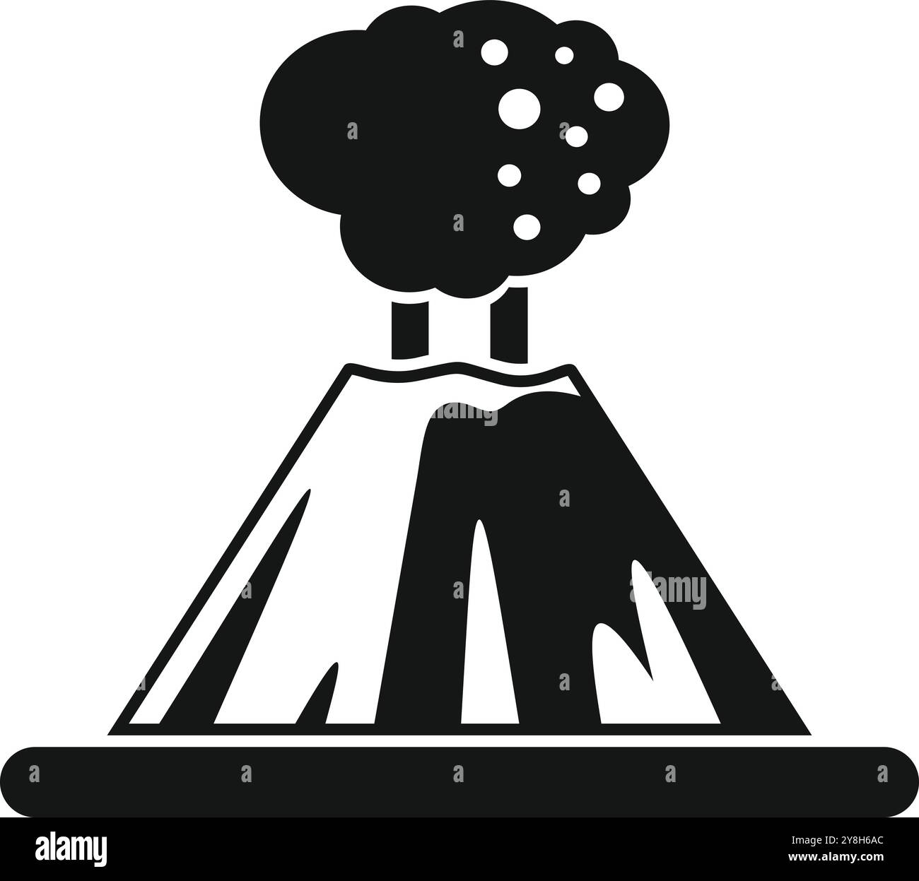 Illustration vectorielle en noir et blanc d'un volcan en éruption Illustration de Vecteur