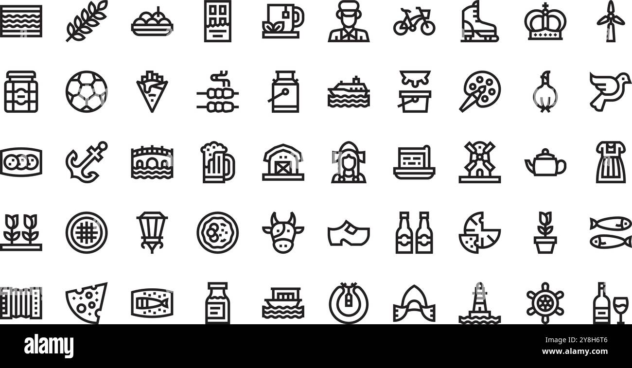 Amsterdam Icons Collection d'icônes vectorielles de haute qualité avec Stroke modifiable. Idéal pour les projets professionnels et créatifs. Illustration de Vecteur