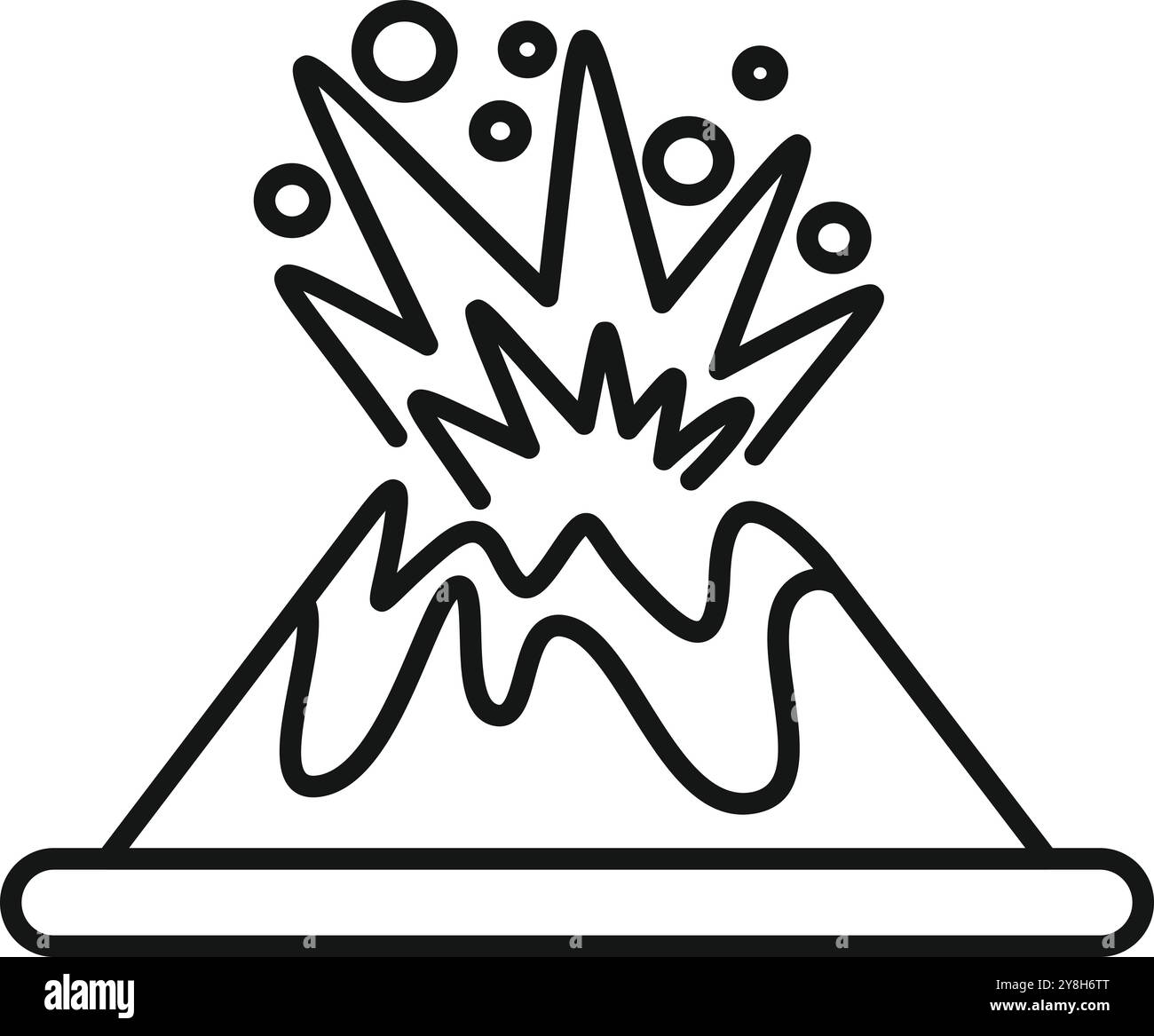 Volcan est en éruption, projetant du magma et de la fumée dans l'air Illustration de Vecteur
