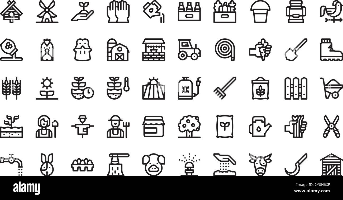 Icônes agricoles Collection d'icônes vectorielles de haute qualité avec trait modifiable. Idéal pour les projets professionnels et créatifs. Illustration de Vecteur