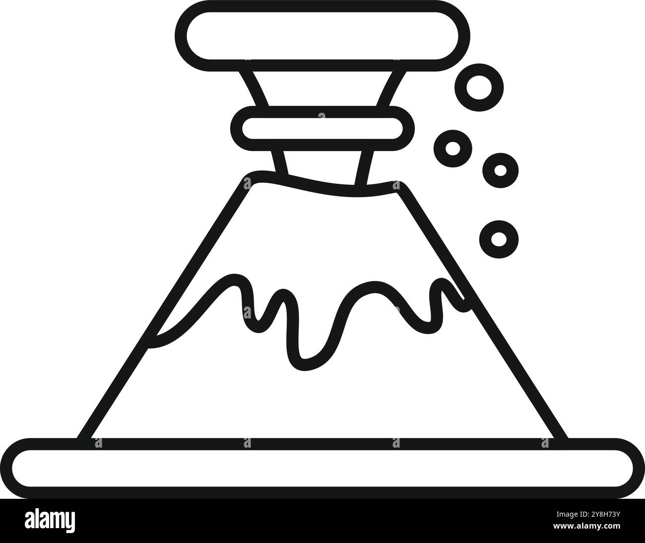 Volcan en éruption avec de la fumée et de la lave coulant sur ses côtés Illustration de Vecteur