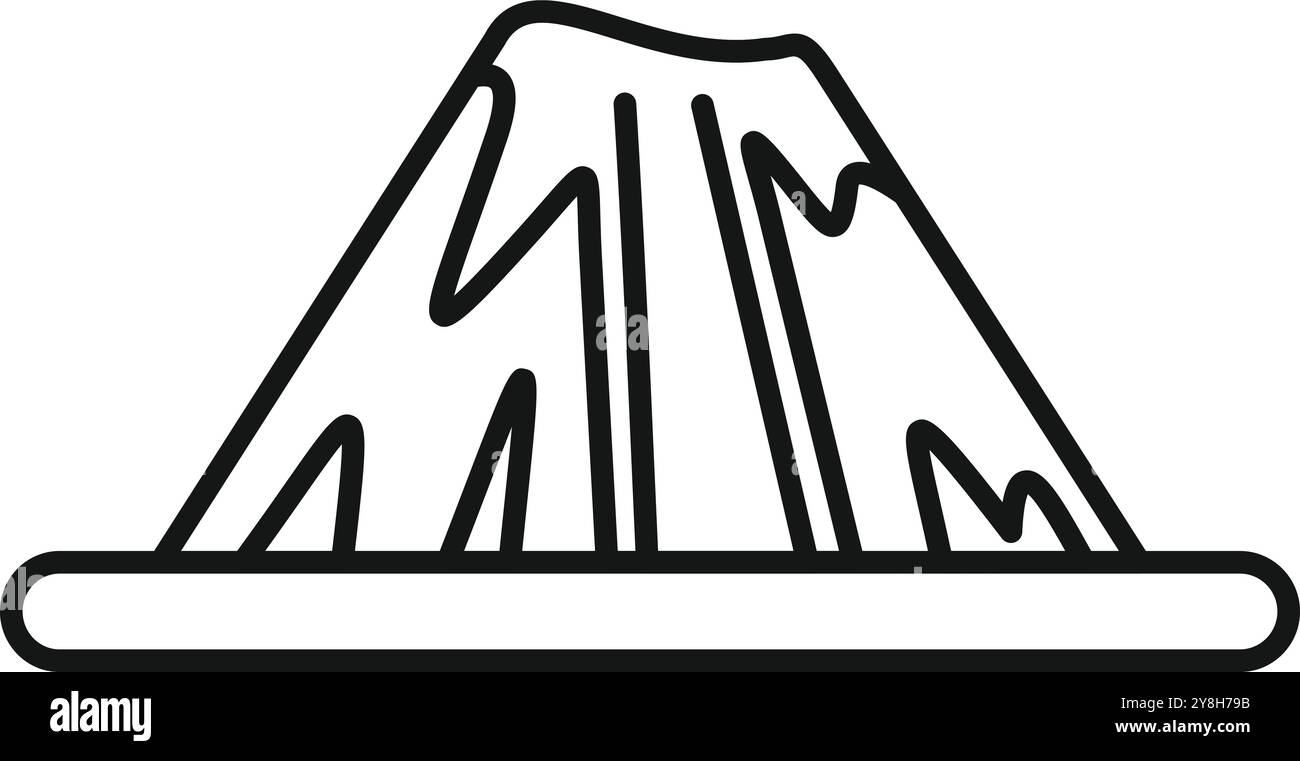 Volcan éruption de lave chaude de la chambre magmatique sous l'icône de ligne de croûte terrestre, concept de catastrophe de planète mondiale Illustration de Vecteur