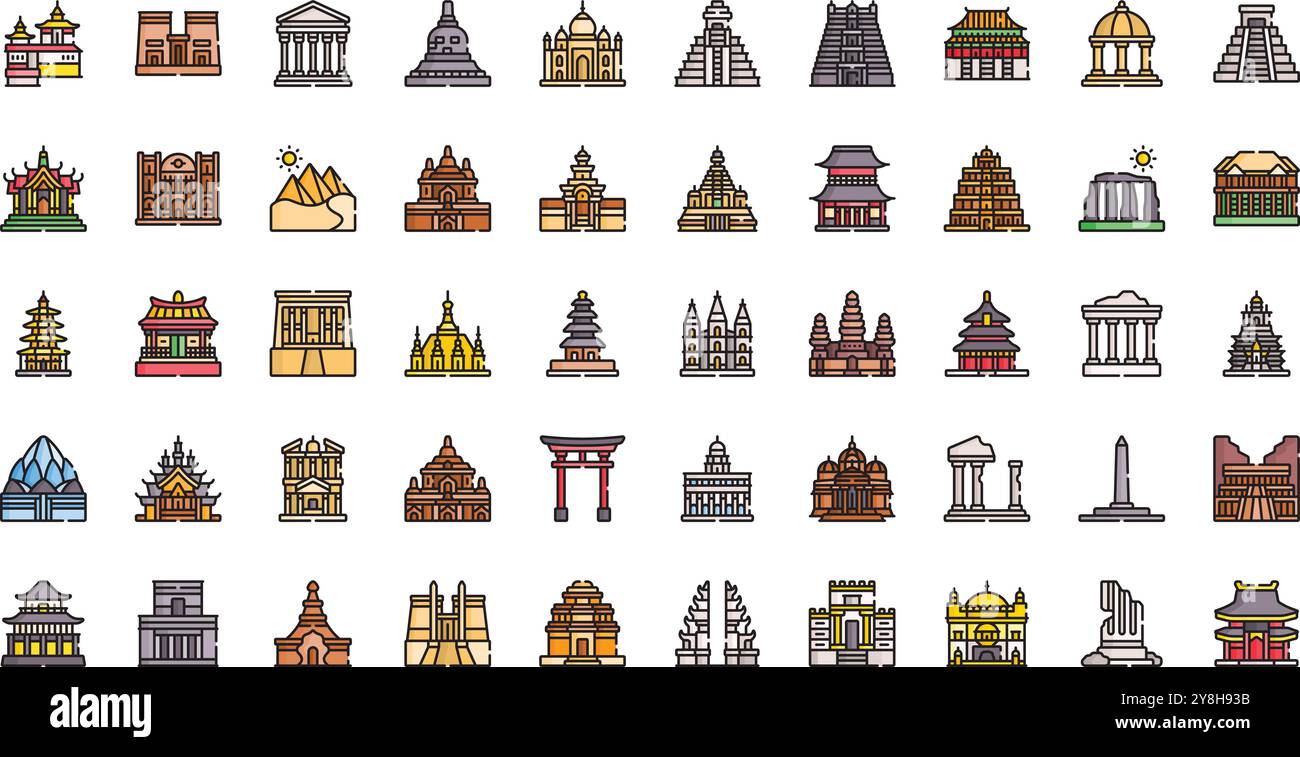 Temples Icons Collection d'icônes vectorielles de haute qualité avec Stroke modifiable. Idéal pour les projets professionnels et créatifs. Illustration de Vecteur