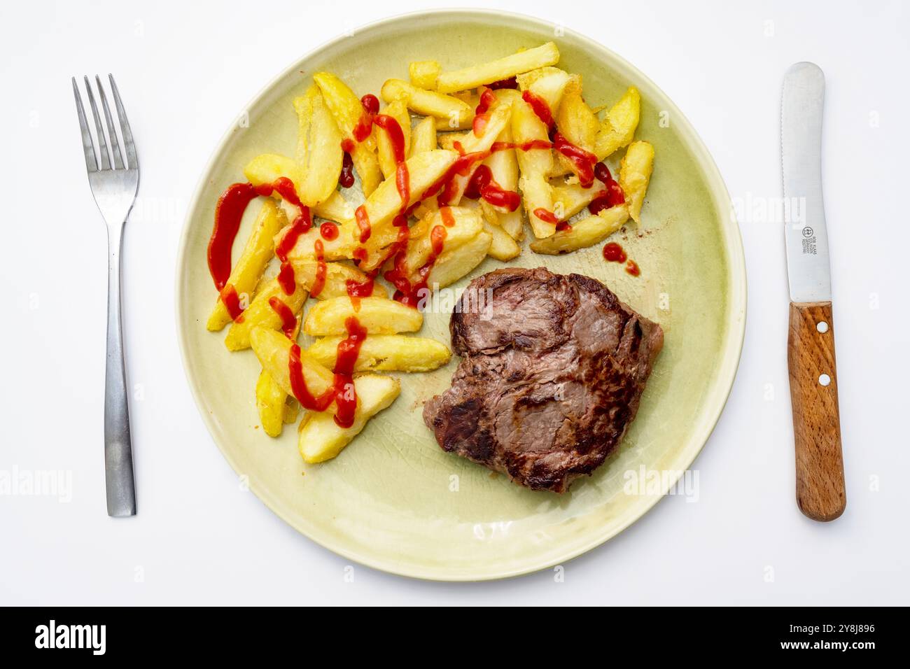 Steak et frites Banque D'Images