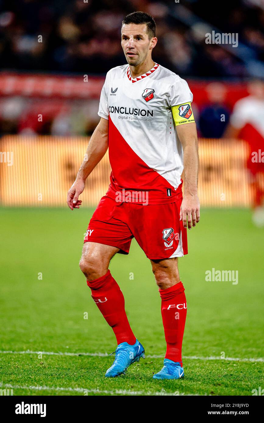 UTRECHT, 05-10-2024, Stadium Galgenwaard, football néerlandais, Eredivisie, saison 2024/2025, pendant le match FC Utrecht - RKC Waalwijk, joueur FC Utrecht Nick Viergever crédit : Pro Shots/Alamy Live News Banque D'Images