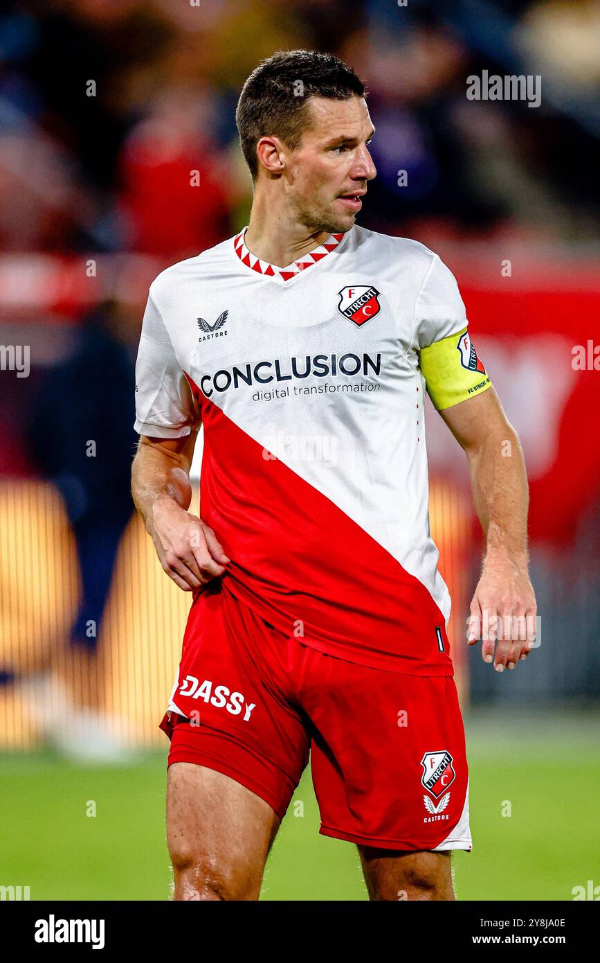 UTRECHT, 05-10-2024, Stadium Galgenwaard, football néerlandais, Eredivisie, saison 2024/2025, pendant le match FC Utrecht - RKC Waalwijk, joueur FC Utrecht Nick Viergever crédit : Pro Shots/Alamy Live News Banque D'Images