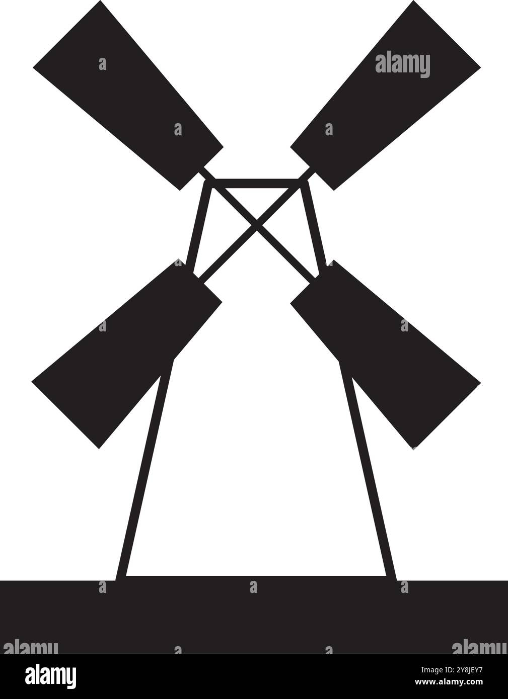 illustration d'icône de silhouette de dessin animé de moulin à vent isolé Illustration de Vecteur