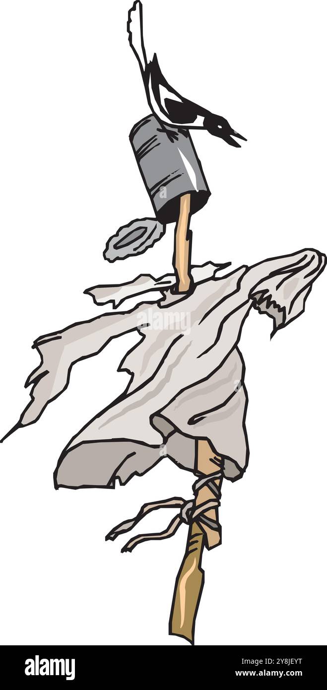 Personnage de dessin animé de la conception vectorielle de l'épouvantail Illustration de Vecteur