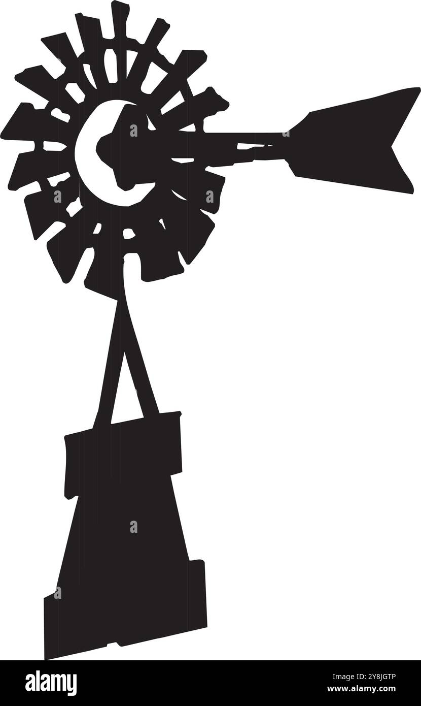illustration d'icône de silhouette de dessin animé de moulin à vent isolé Illustration de Vecteur