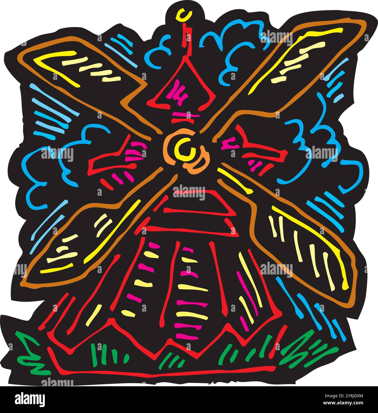 illustration d'icône de silhouette de dessin animé de moulin à vent isolé Illustration de Vecteur