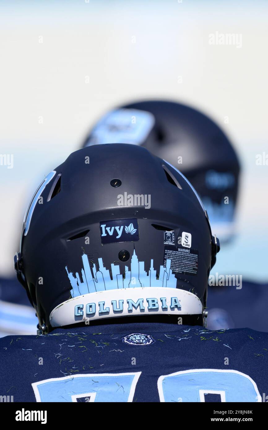 New York, New York, États-Unis. 5 octobre 2024. EWAN CLARKE OL 79 DES LIONS DE COLUMBIA lors d'un match de la NCAA Footbal Ivy League opposant les Tigres de Princeton et les Tigres de Columbia au Kraft Field au Lawrence A. Wien Stadium (crédit image : © James Patrick Cooper/ZUMA Press Wire) USAGE ÉDITORIAL SEULEMENT! Non destiné à UN USAGE commercial ! Banque D'Images