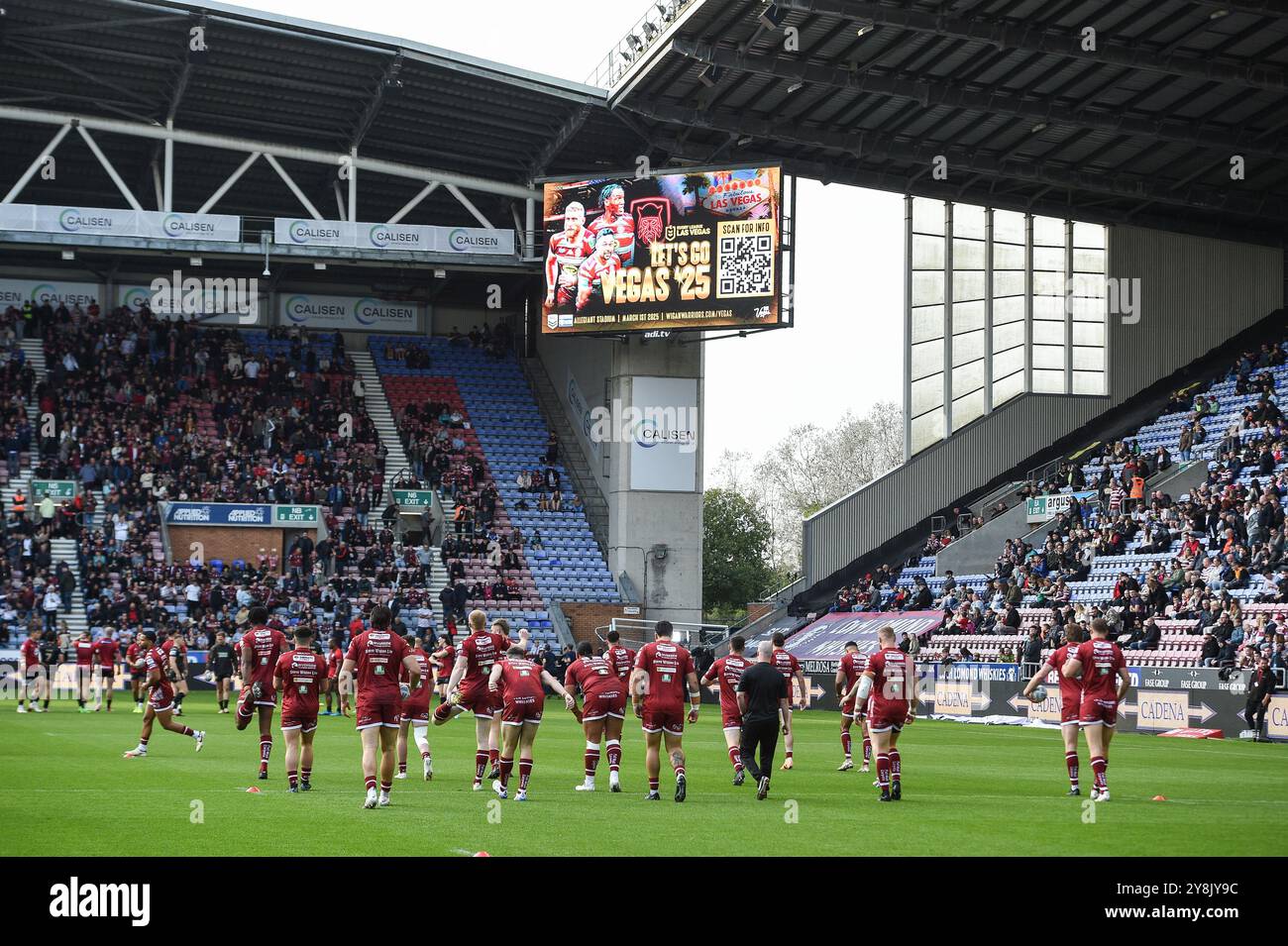 Wigan, Angleterre - 5 novembre 2024 - Squad Warm Up. Rugby League Betfred Super League, Wigan Warriors vs Leigh Leopards au Brick Community Stadium, Wigan, Royaume-Uni Dean Williams Banque D'Images