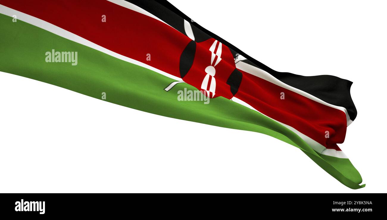 Rendu 3D d'un drapeau Kenya isolé sur fond blanc Banque D'Images