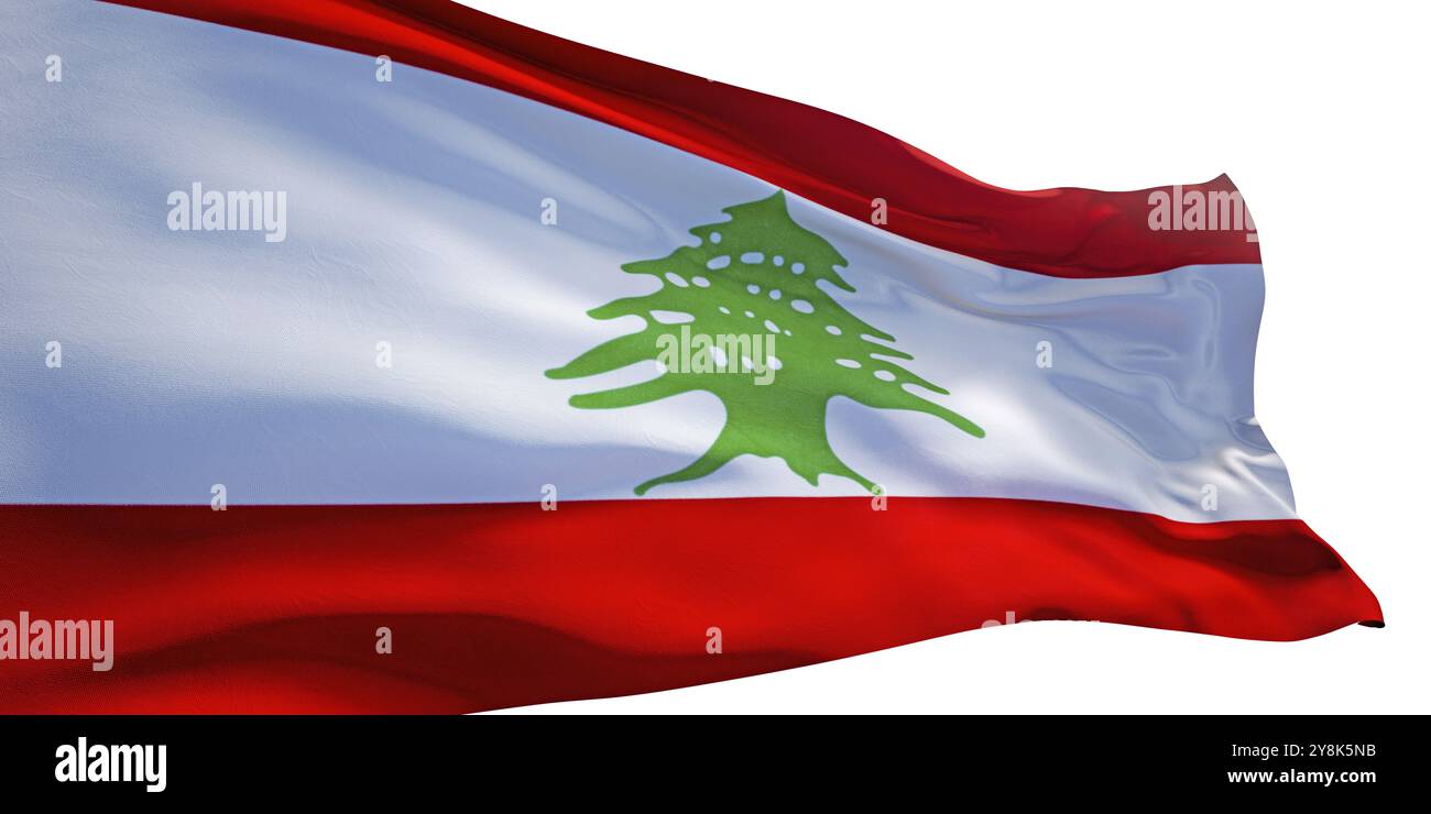 Rendu 3D d'un drapeau Liban isolé sur fond blanc Banque D'Images