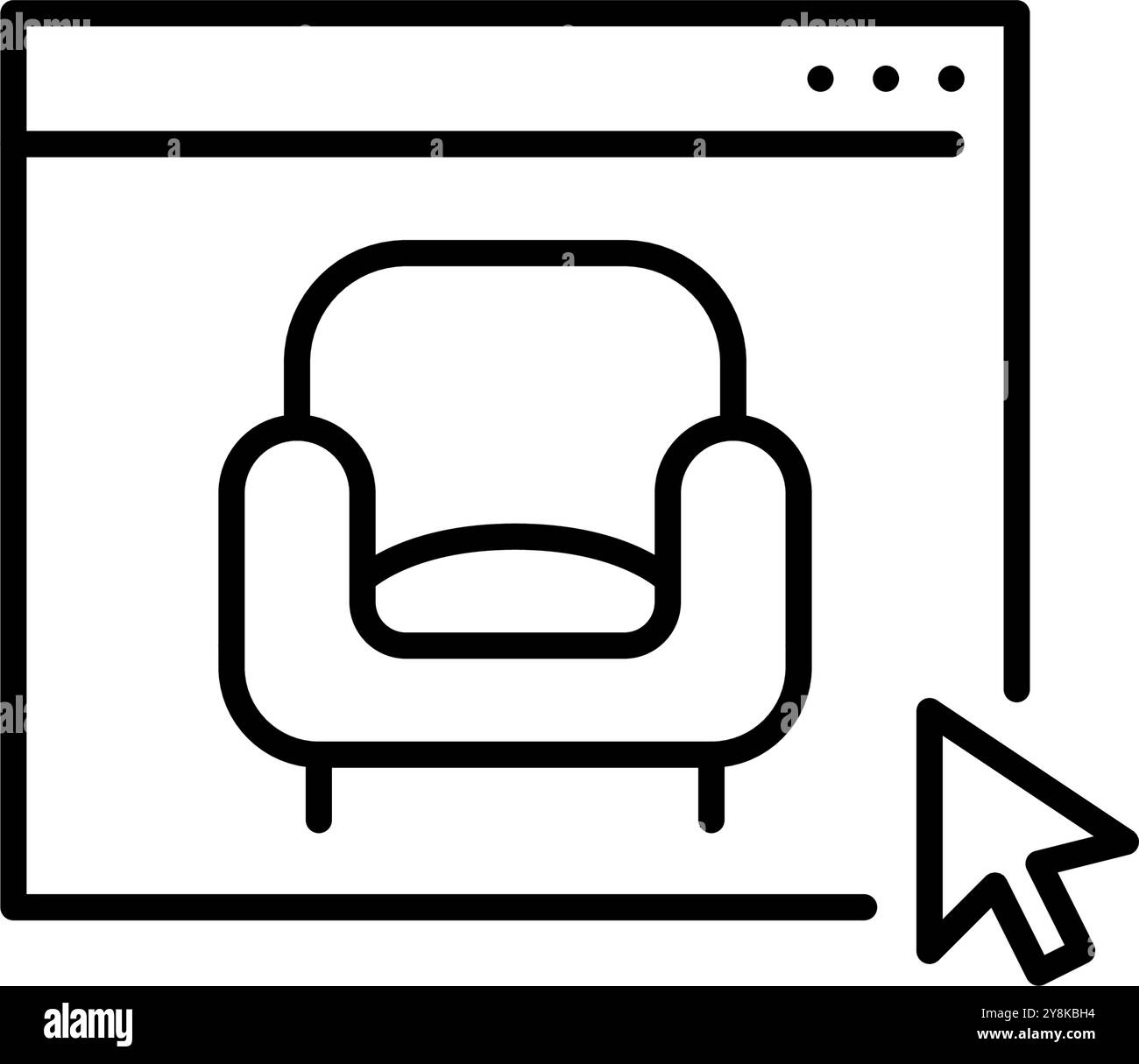 Fauteuil canapé sur la page web. Achats en ligne de meubles. Magasin de fournitures pour la maison. Icône de contour pixel Perfect, modifiable Illustration de Vecteur