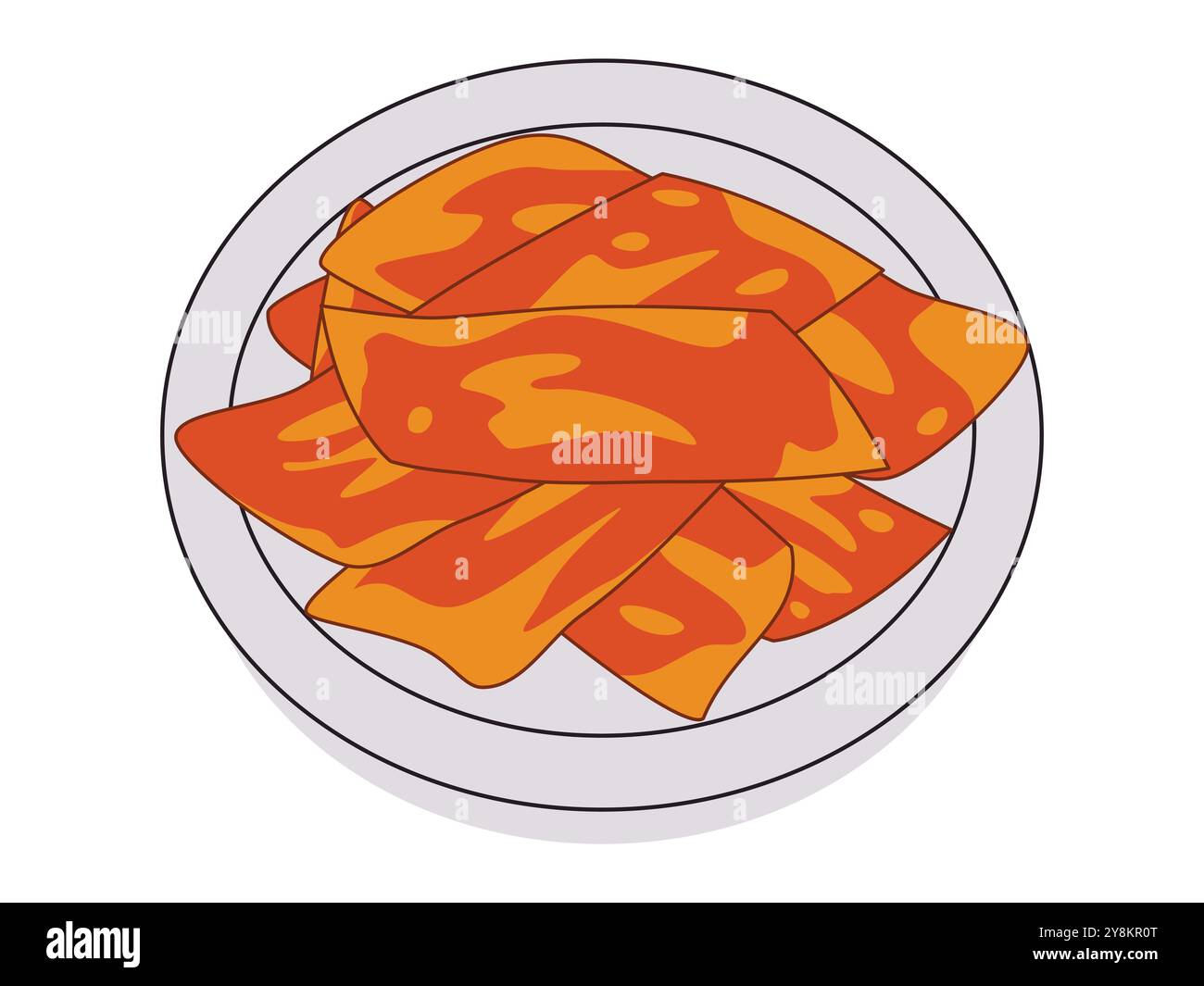 Indonésie manioc chips épicées keripik balado crunchy Crips texture collation traditionnelle West Sumatra apéritif conception alimentaire ensemble icône colorée Illustration de Vecteur