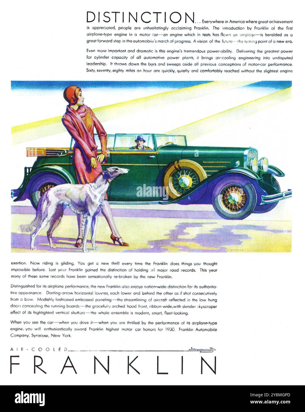 1930 Franklin Air-Cooling car ad Banque D'Images