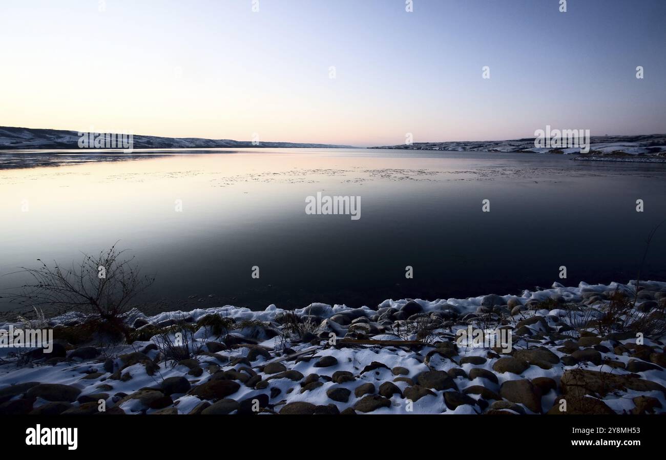 Lac Buffalo Pound Saskatchewan Canada conception de glace Banque D'Images