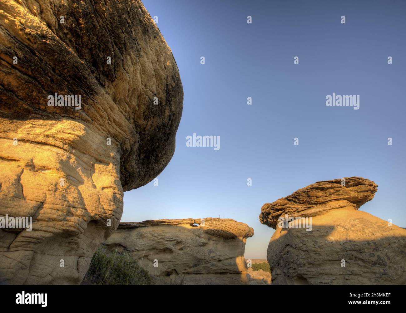 Hoodoo Badlands Alberta Canada écrit sur Stone Park Banque D'Images