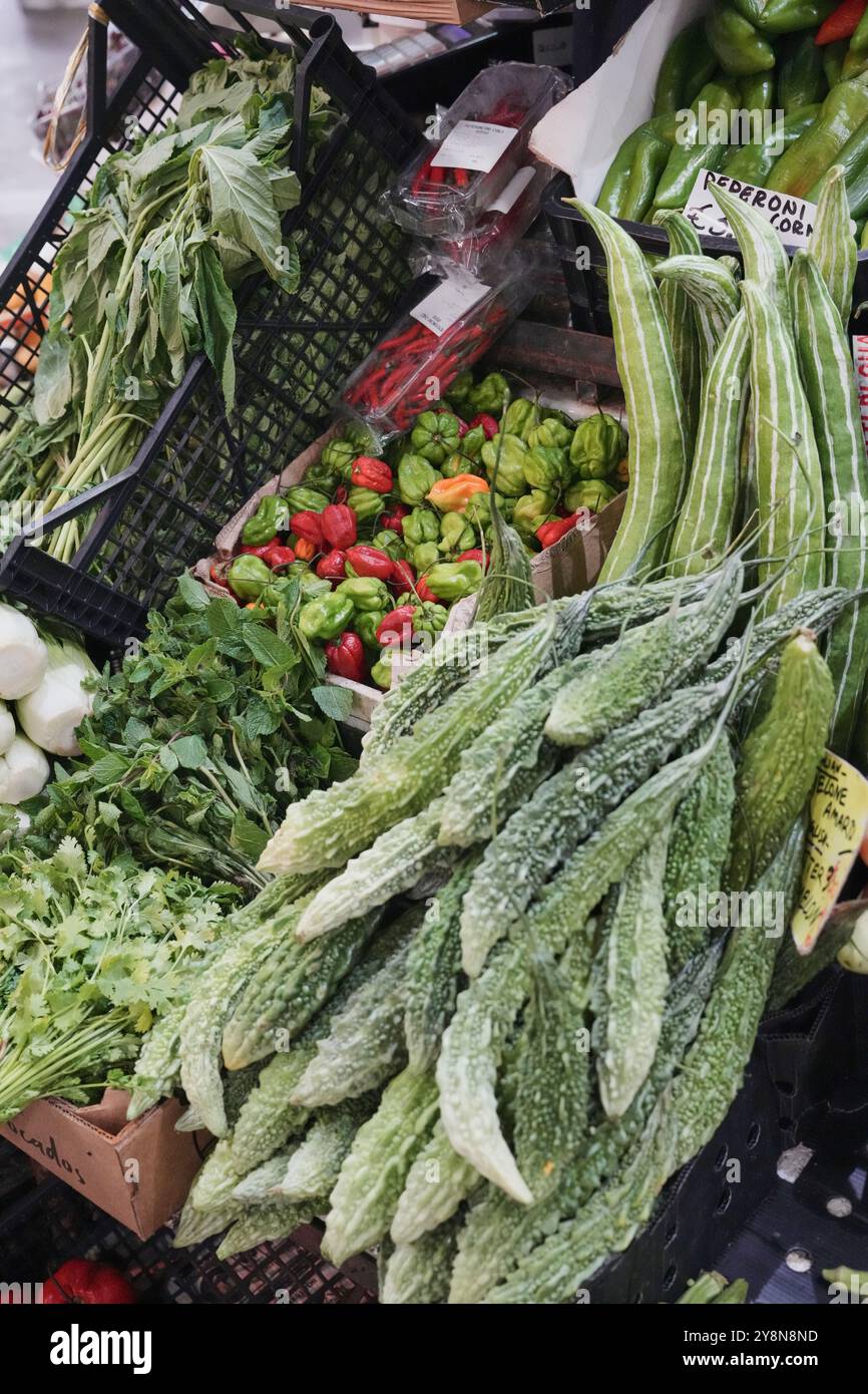 Mercato centrale on via dell’ Ariento , Florence, Italie. Les vendeurs de nourriture, les acheteurs, mangent certains des aliments les plus frais de Florence. Banque D'Images Mercato centrale on via dell’ Ariento , Florence, Italie. Les vendeurs de nourriture, les acheteurs, mangent certains des aliments les plus frais de Florence. Banque D'Images
