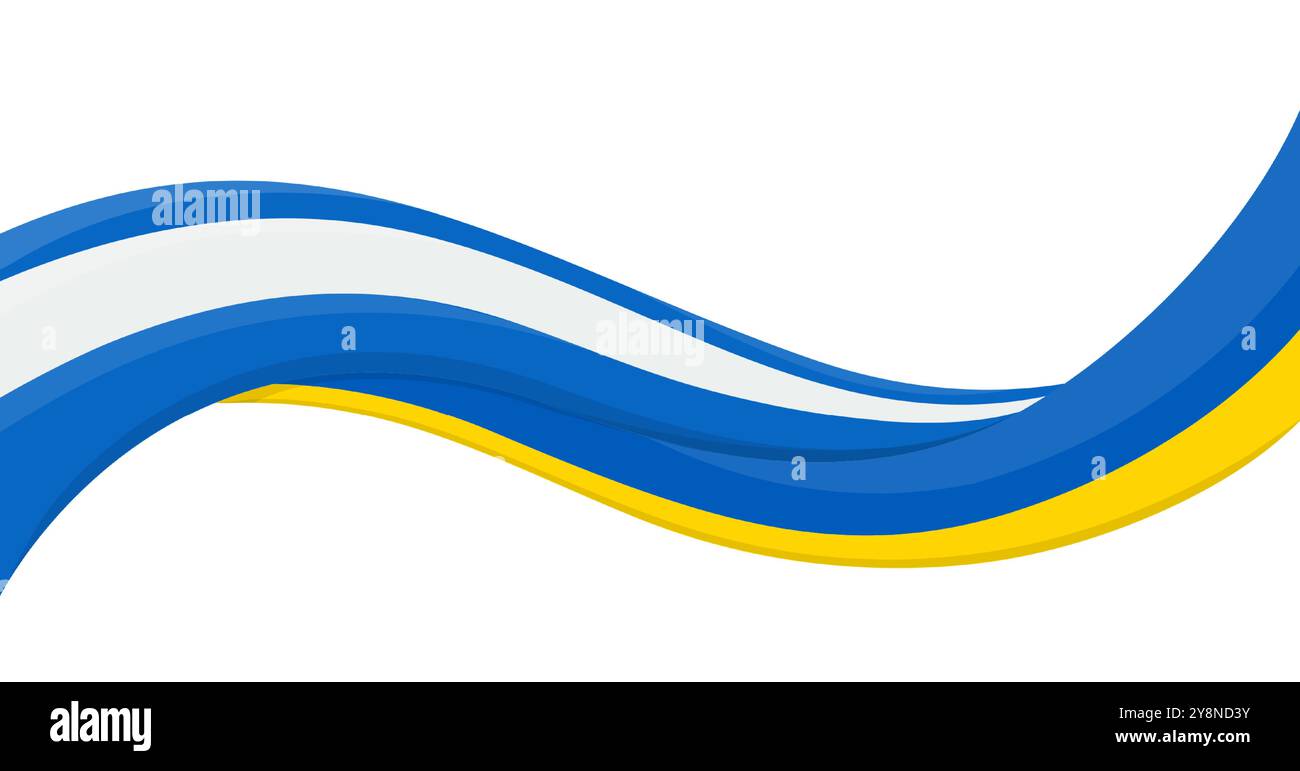 Bannière de ruban ondulé du drapeau national de l'Ukraine avec le drapeau national de l'Argentine. Symbole d'unité et de coopération. Logo pour les événements sociaux caritatifs, ONG, sports Illustration de Vecteur