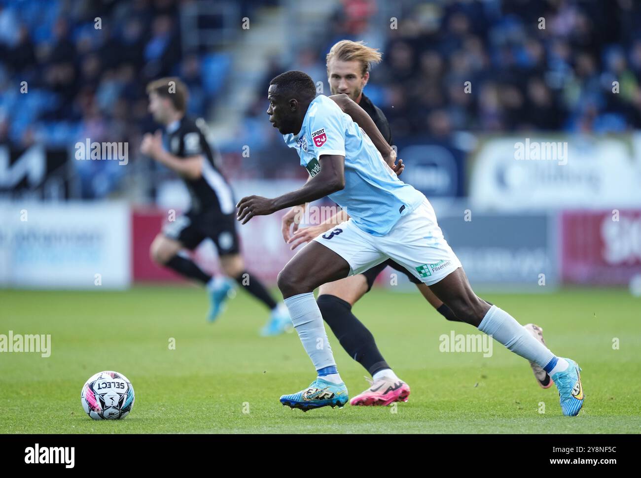 Ebube Duru (Soenderjyske 23) lors du match de super ligue entre Soenderjyske et FC Nordsjaelland au Sydbank Park à Haderslev le dimanche 6 octobre 2024. (Photo : Claus Fisker/Ritzau Scanpix) crédit : Ritzau/Alamy Live News Banque D'Images