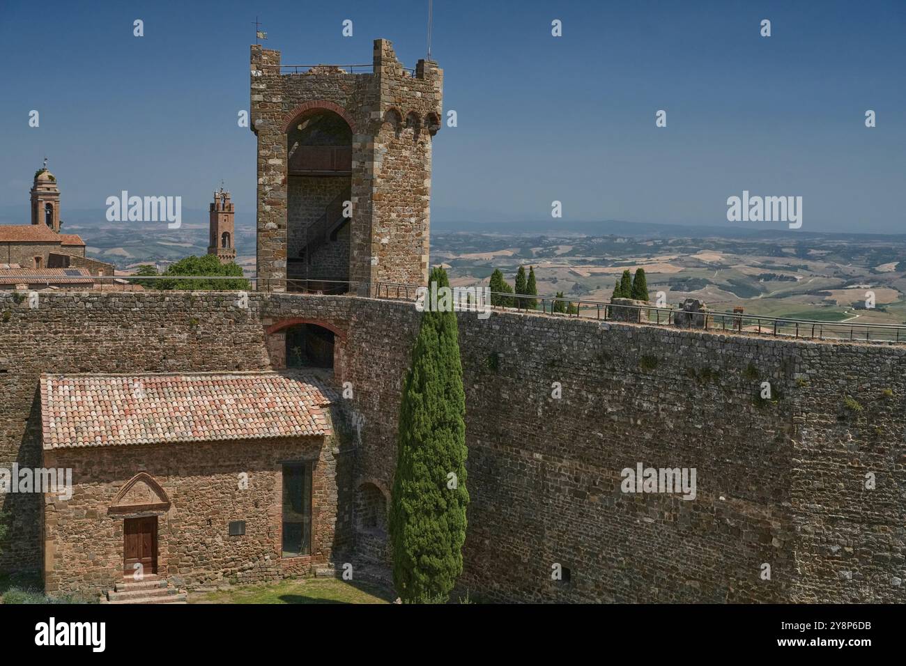 Forteresse de Rocca di Montalcino, Montalcino, Toscane, Italie. Banque D'Images