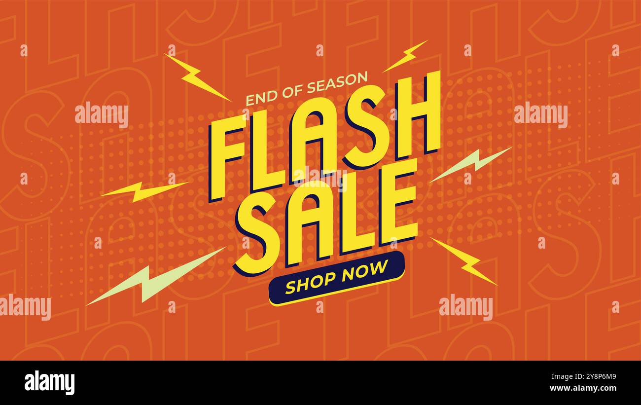 Affiche ou bannière de vente Flash avec icône Flash et texte 3D sur fond orange. Illustrations vectorielles Flash Sales Illustration de Vecteur