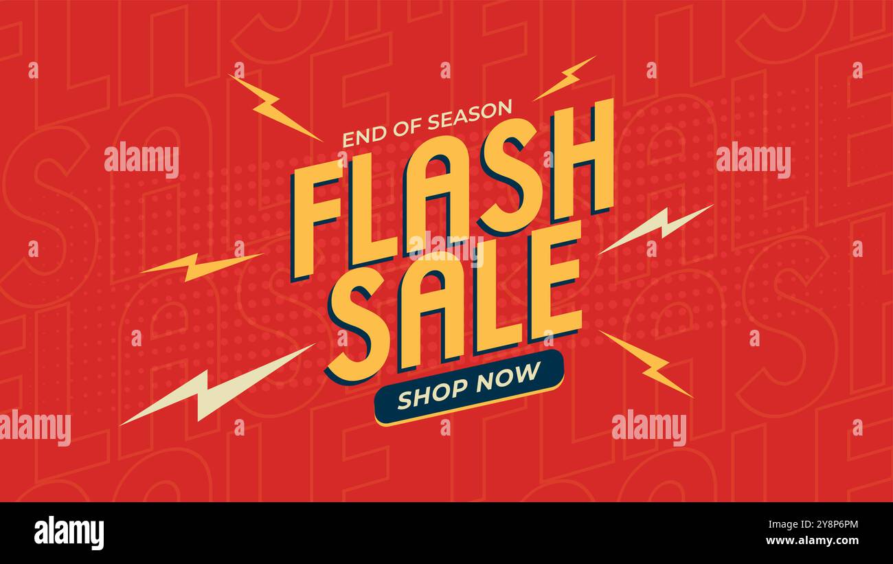 Affiche ou bannière de vente Flash avec icône Flash et texte 3D sur fond rouge. Illustrations vectorielles Flash Sales Illustration de Vecteur