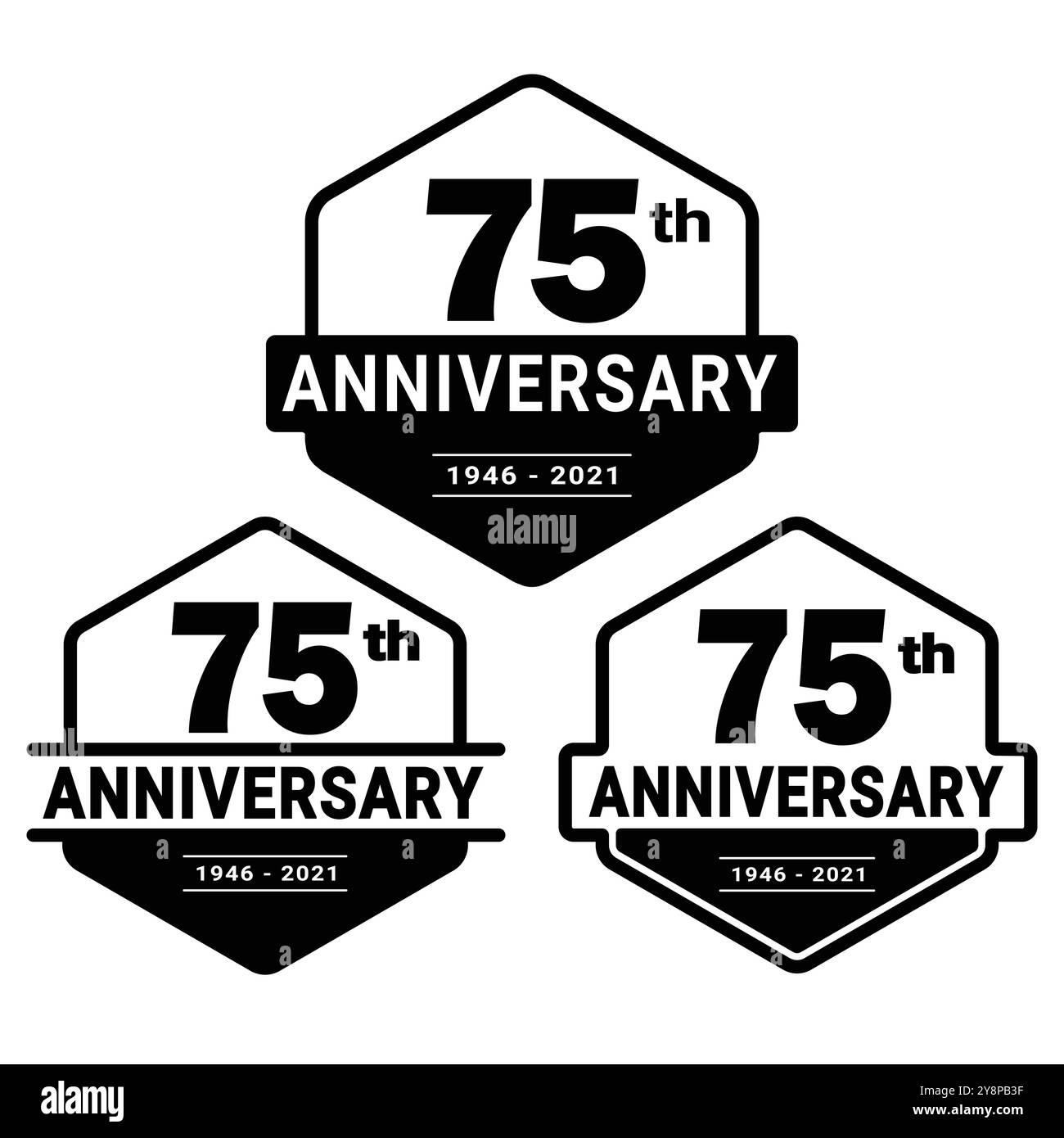 logotype de célébration d'anniversaire de 75 ans. collection de logo 75e anniversaire. Ensemble de modèle de conception anniversaire. Vecteur et illustration. Illustration de Vecteur