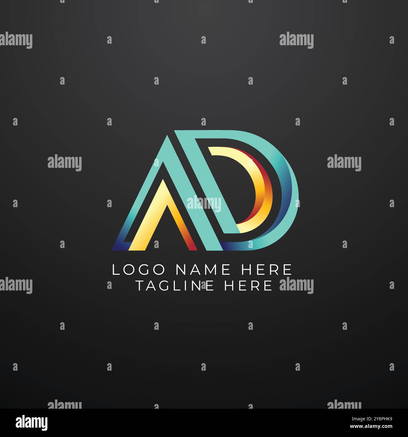 Logo de lettre AD initial avec modèle vectoriel Creative Modern Business Typography. Vecteur de logo AD dégradé créatif. Illustration de Vecteur