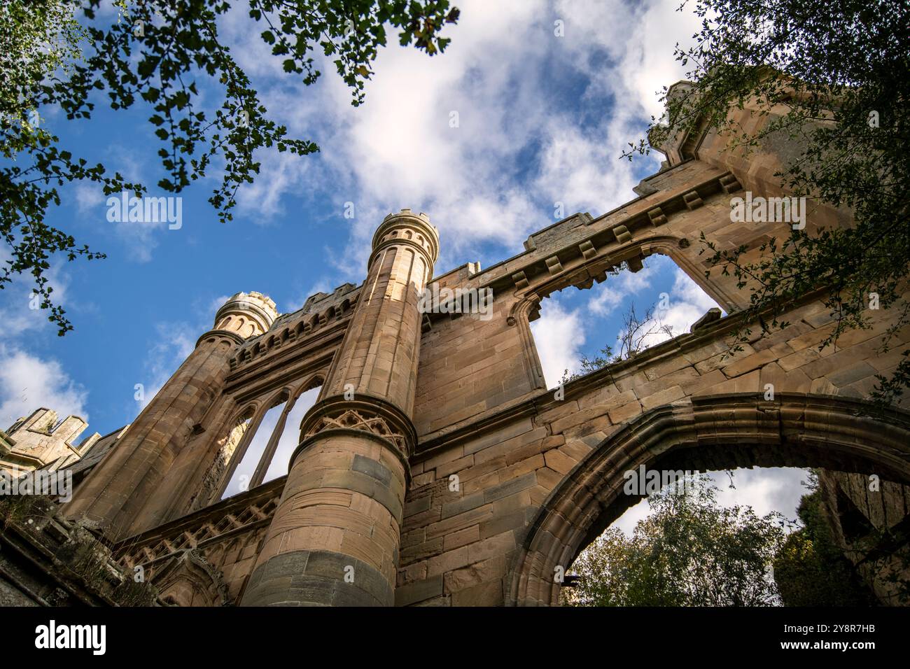 Ruines de Crawford Priory une maison abandonnée à Fife, Écosse, Royaume-Uni Banque D'Images