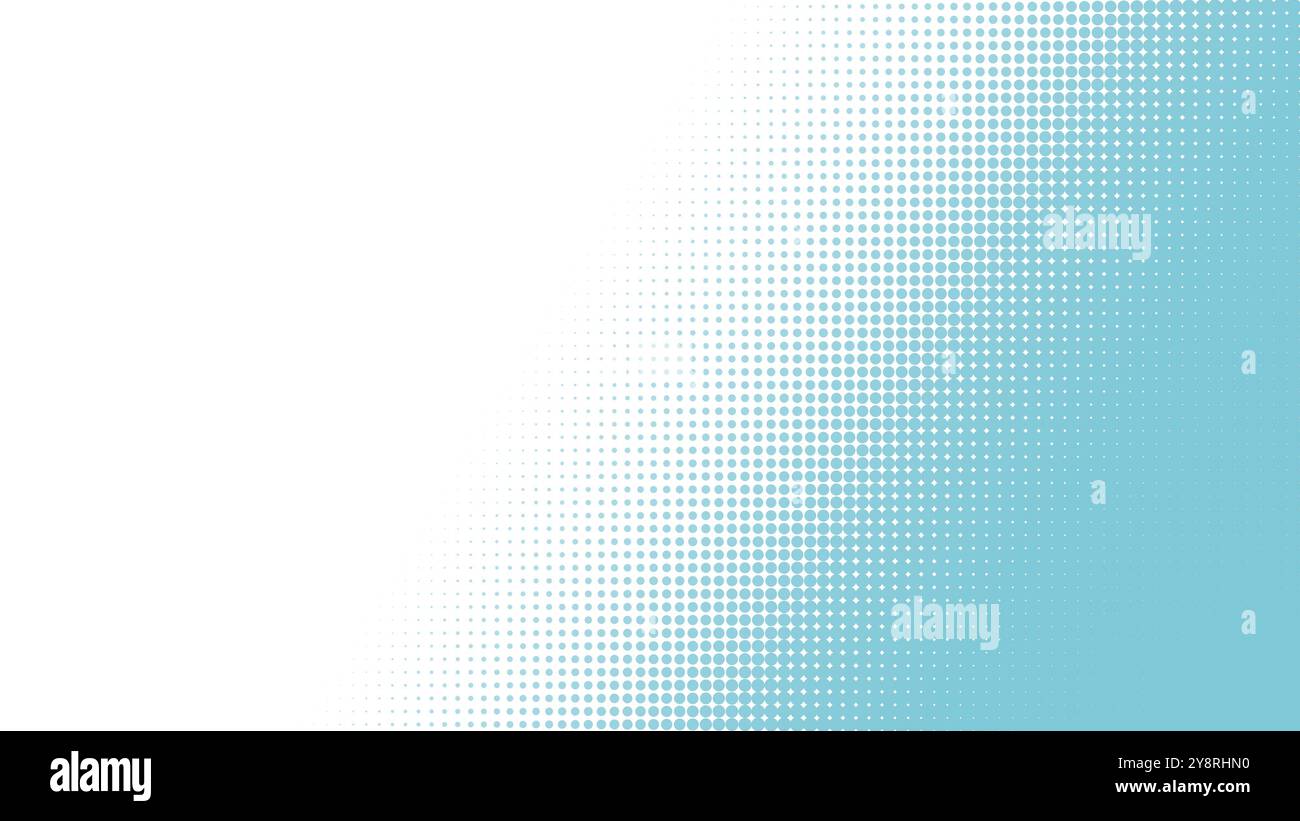 Motif demi-teinte bleu clair sur fond blanc. Fond de demi-teinte abstrait avec espace de copie. Motif pointillé pour modèle, brochure, carte de visite.. Banque D'Images