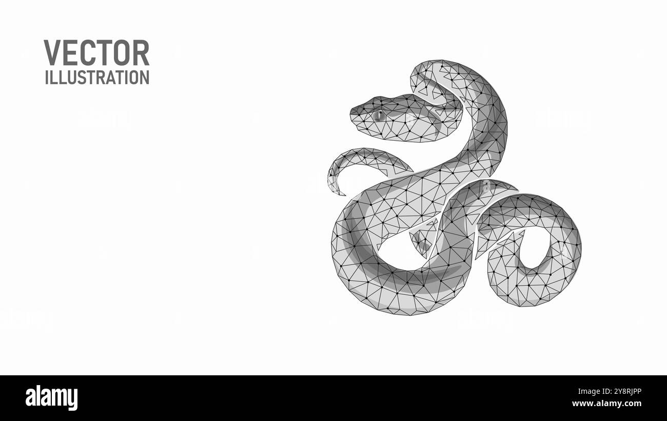 Snake Symbol Chinese New Year 2025 concept. Signe traditionnel de l'année basse poly polygonal bleu moderne. Vecteur de modèle de cartes de vœux d'affiche Illustration de Vecteur