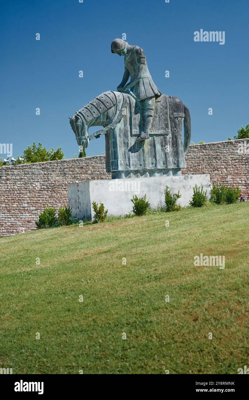 Statue de Saint François d'assise, le retour de San Francisco à la basilique de Saint François d'assise. Assise, Pérouse, Ombrie, Italie Banque D'Images