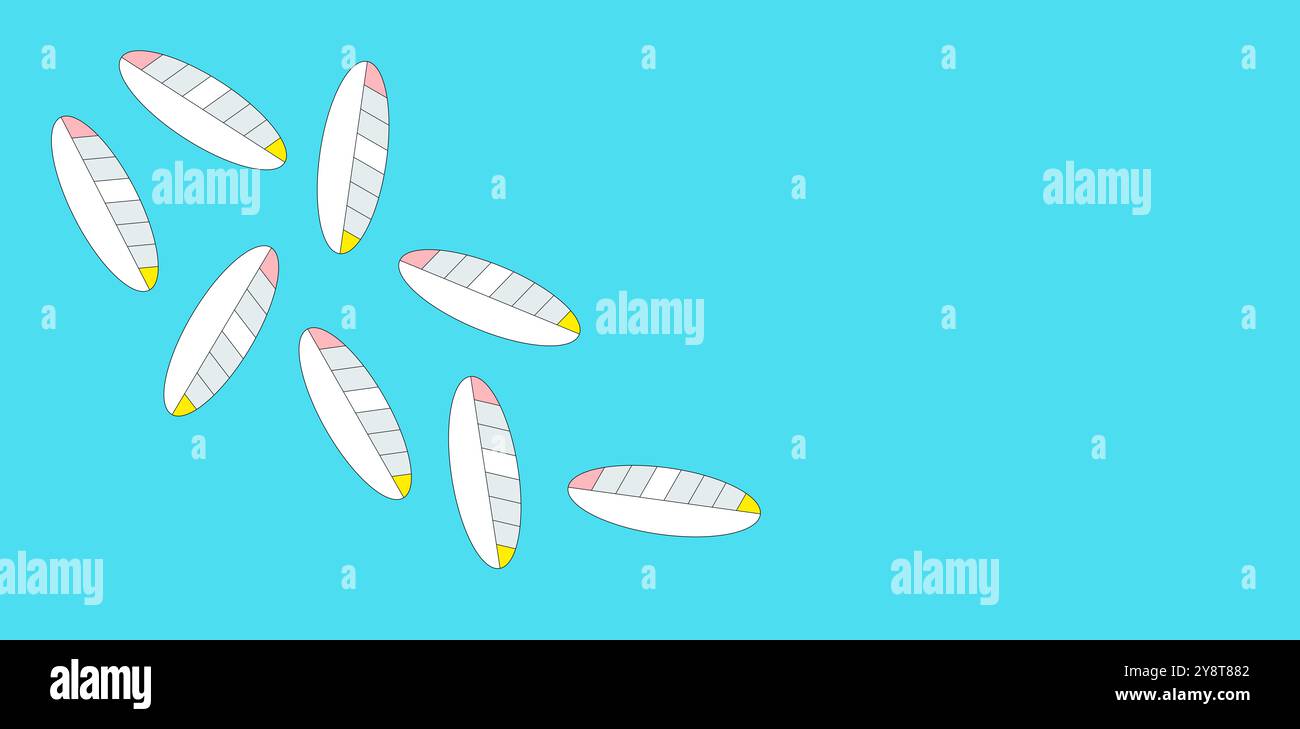 Surf abstrait, surf, illustration de planche de surf. Motifs artistiques. Affaires, voyages, vacances, concepts de passe-temps. Sport de plage. Bordure pour le texte Banque D'Images