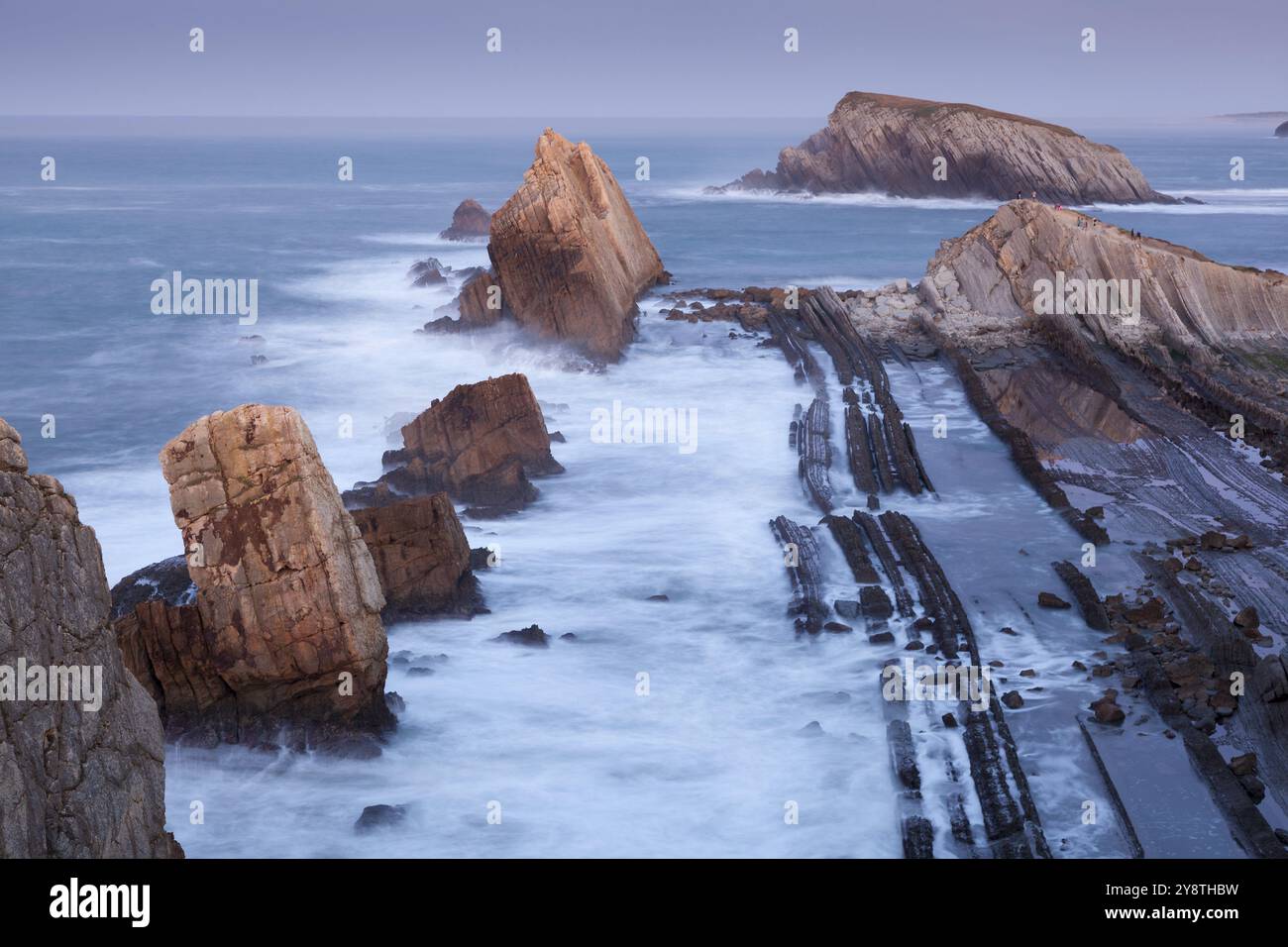 Plage d'Arnia, parc naturel de Liencres, Cantabrie, Espagne, Europe Banque D'Images