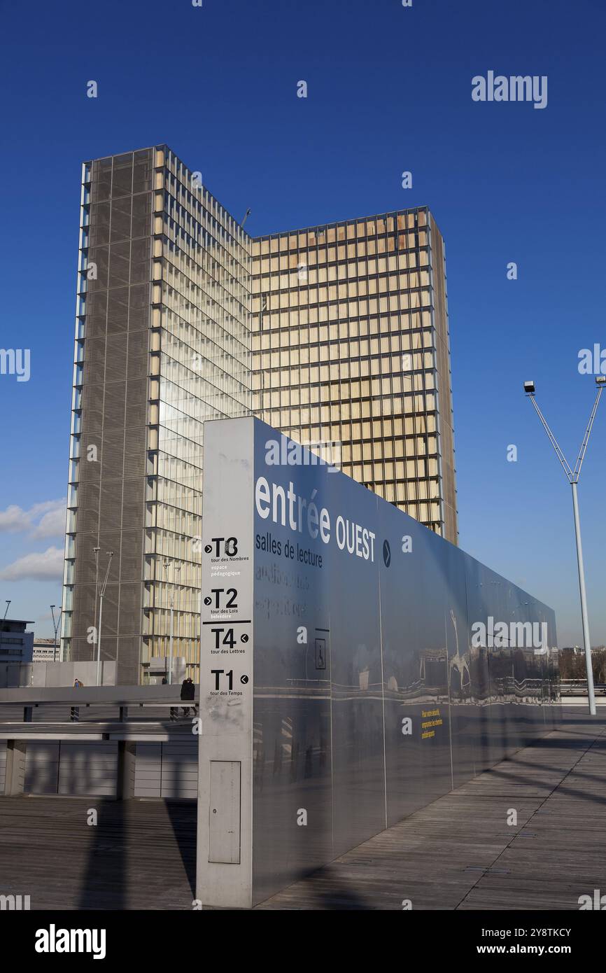 BNF, Bibliothèque nationale François Mitterrand de France, Paris, Ile-de-France, France, Europe Banque D'Images