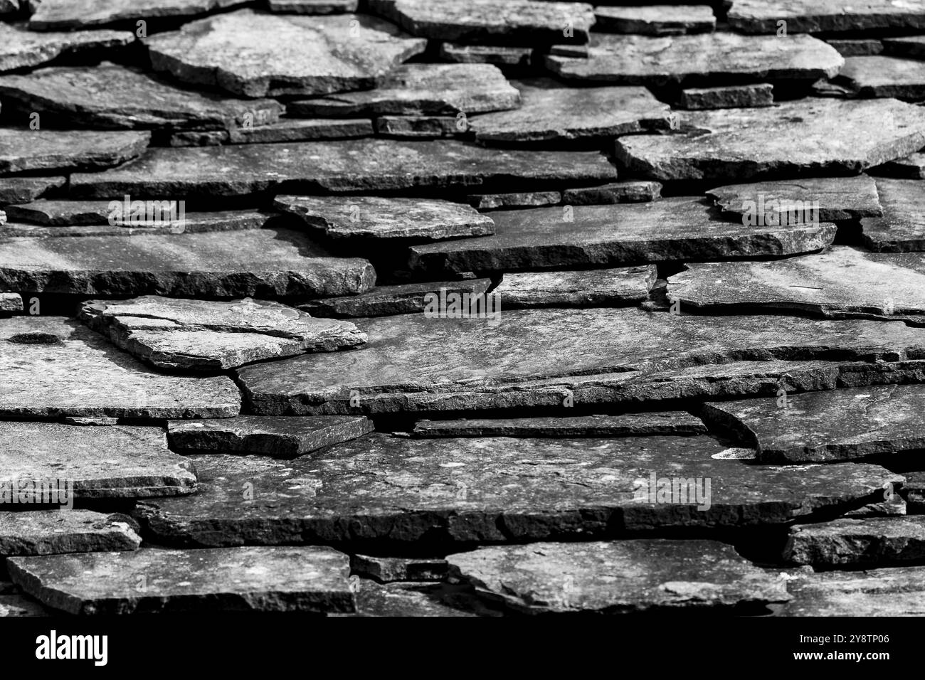Toit de ferme dans la vallée du pas, col Estacas de Trueba, Cantabrie, Espagne, Europe Banque D'Images