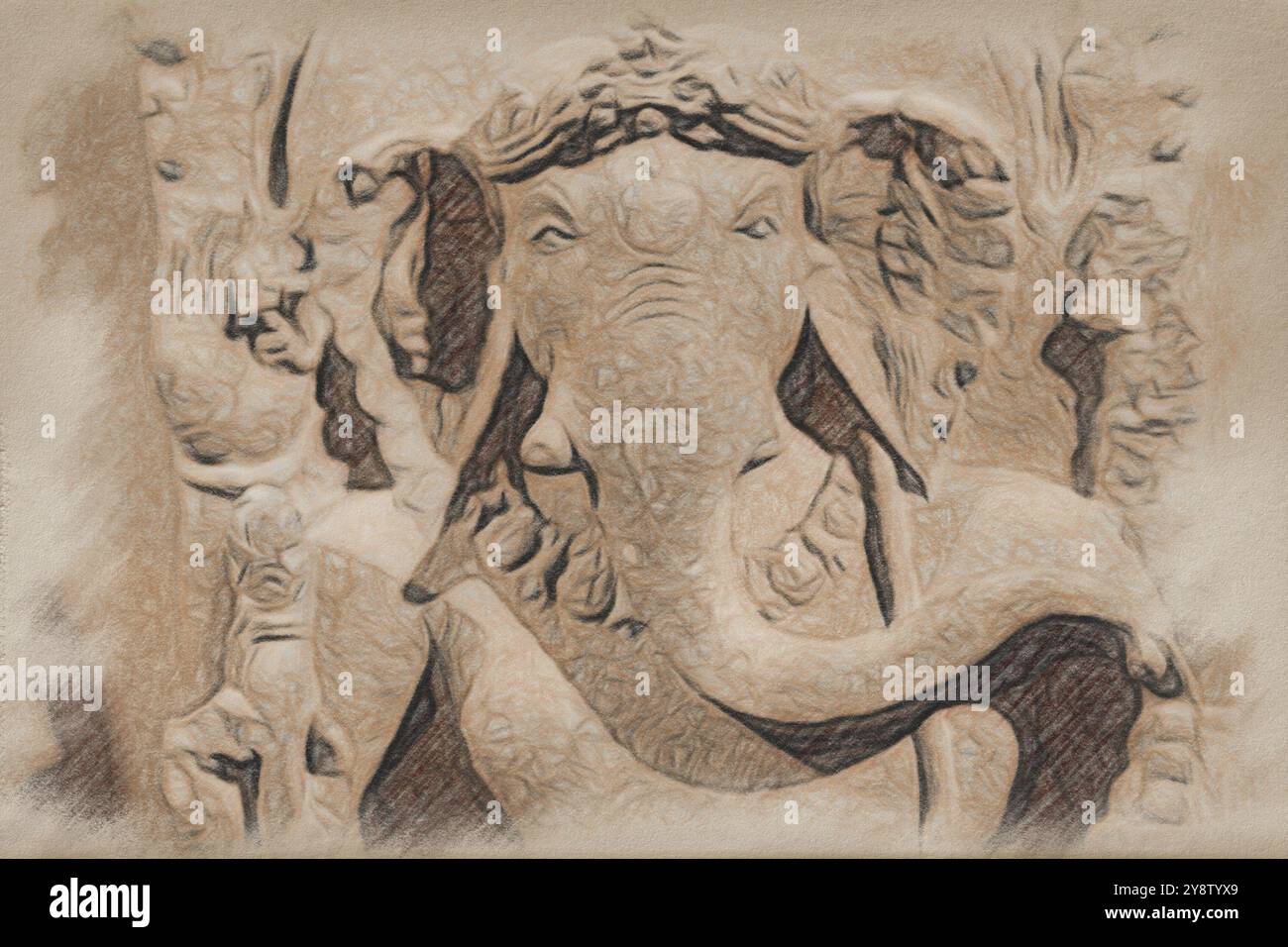 Illustration de Ganesha. Induism religion, Dieu éléphant, culture traditionnelle indienne Banque D'Images