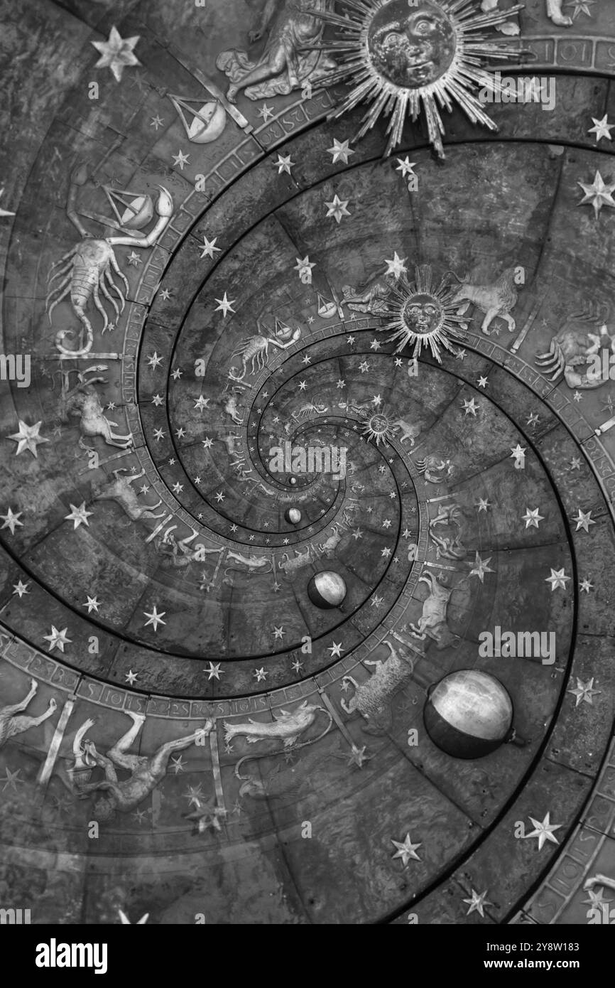 Zodiac signes Horoscope fond. Concept de fantaisie et mystère, noir Banque D'Images