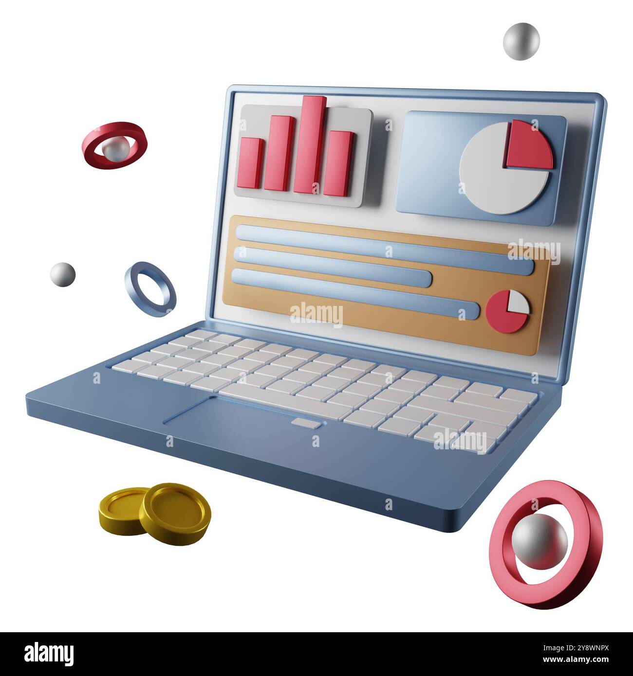 Interface 3d pour la stratégie d'analyse de données Web et la planification de la recherche dans l'ordinateur portable. illustration de rendu d'icône vectorielle 3d seo optimize Banque D'Images