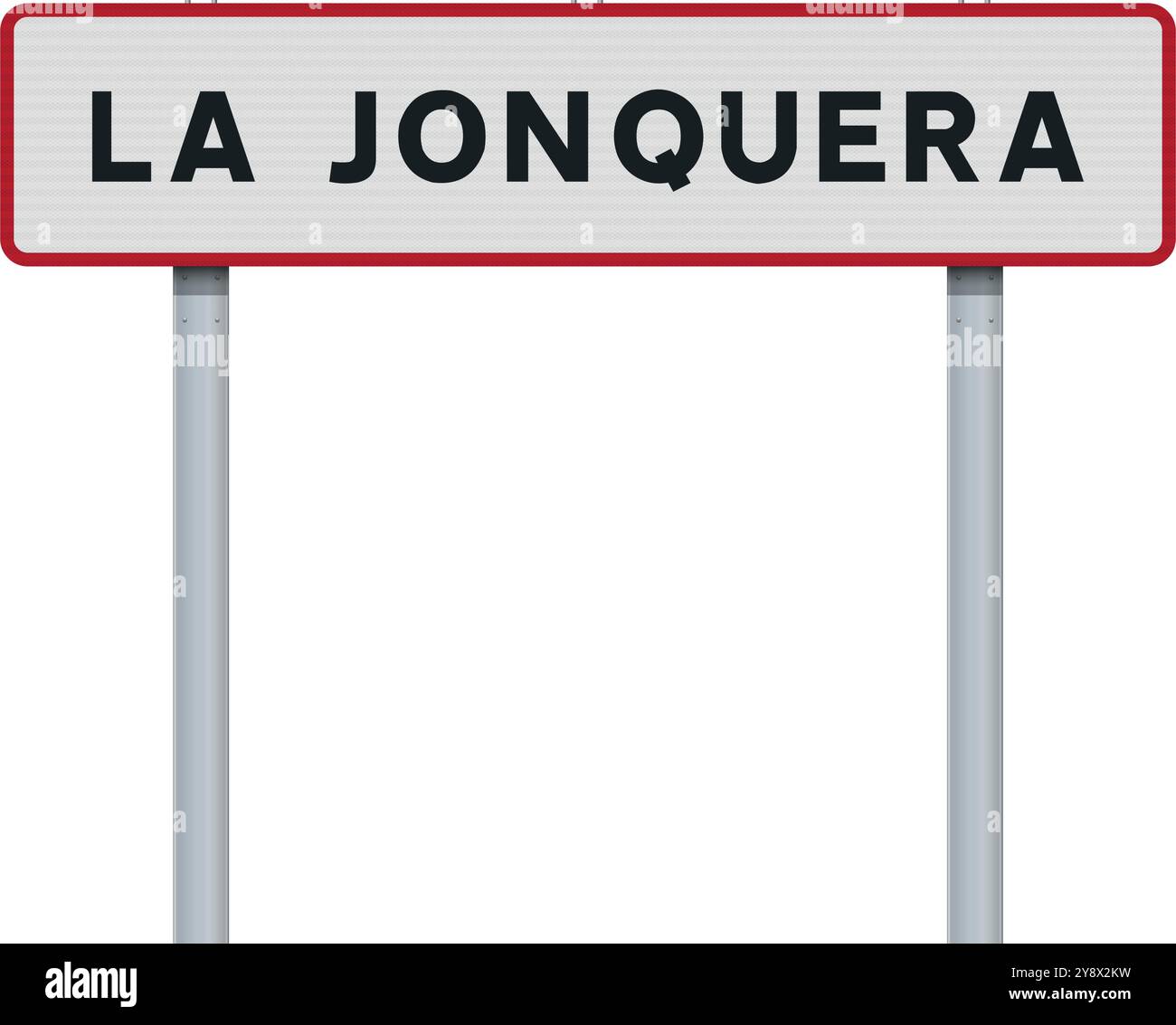 Illustration vectorielle du panneau routier d'entrée de la ville de la Jonquera (Espagne) sur des poteaux métalliques Illustration de Vecteur
