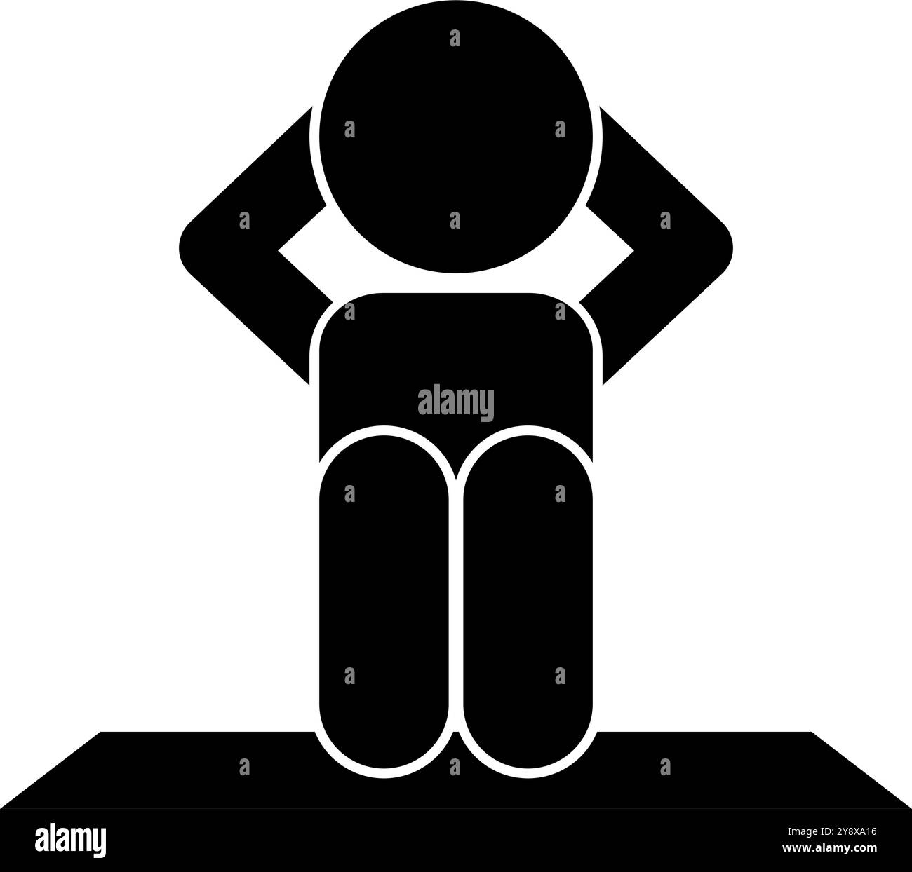 Silhouette de la personne faisant un exercice assis. Vecteur modifiable. Illustration de Vecteur